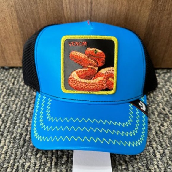 Goorin Animal Farm Trucker Baseball Snapback Hat Cap Venom V3NOM Snake Blue